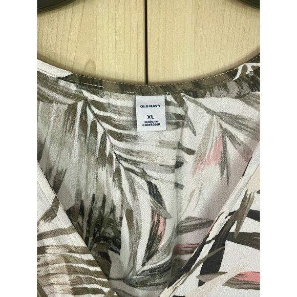 Old Navy Summer Dress Sz XL Short Sleeve Palm Print Midi Beach Party Travel - Picture 2 of 4